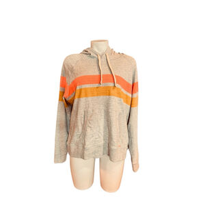 Women's Faherty Gray Orange Striped Hoodie xs